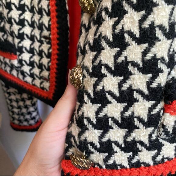 Vintage 60s Houndstooth Orange & Black Dress & Matching Jacket Size 6 - Picture 9 of 9